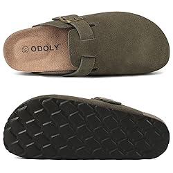 ODOLY Genuine Suede Clogs for Women Men Soft Cork