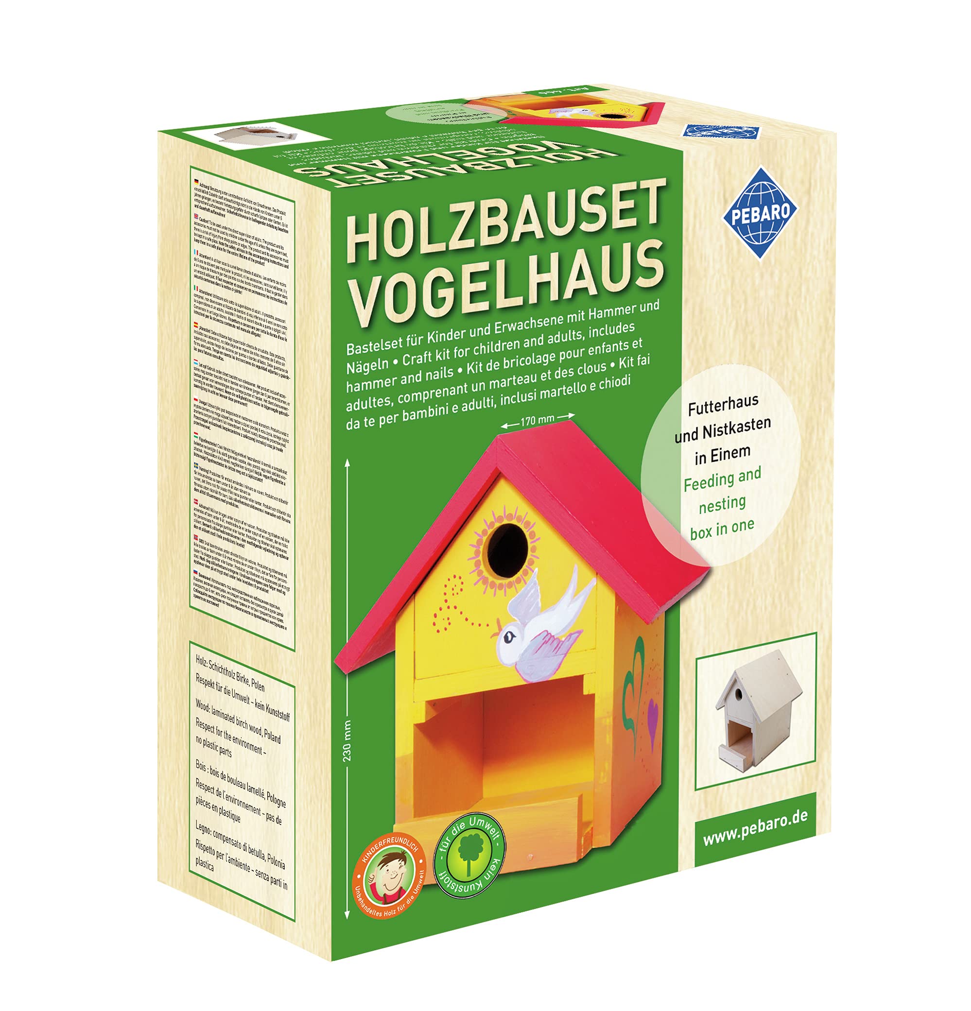 Siva Toys 466 Siva ''Birch Wooden Birdhouse Kit '', Multi Colour