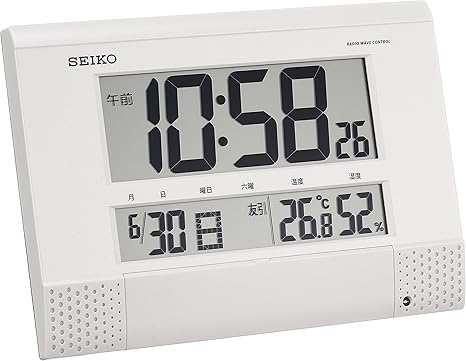 Amazon Co Jp セイコー クロック 掛け時計 置き時計 兼用 電波 デジタル プログラム機能 カレンダー 六曜 温度 湿度 表示 コンパクト 白 パール Sq435w Seiko ホーム キッチン