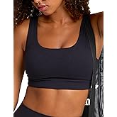 Awwena Women's Aura Scoop Sports Bra U Neck Padded Yoga Tank Wide Straps U-Back Medium Compression Crop Tops