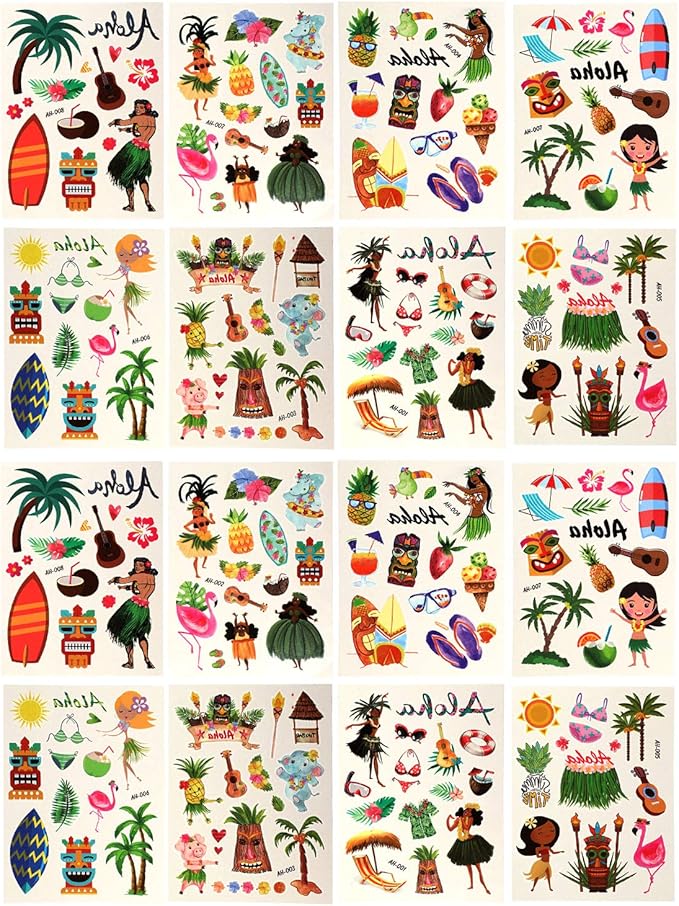 214 Pieces Tatouages Temporaires D Ete Tatouages Tropicaux