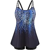 NIeyook Womens Plus Size Tankini Swimsuit Two Piece Bathing Suit Flowy Swim Tops with Boy Shorts 2025 Modest Swimwears