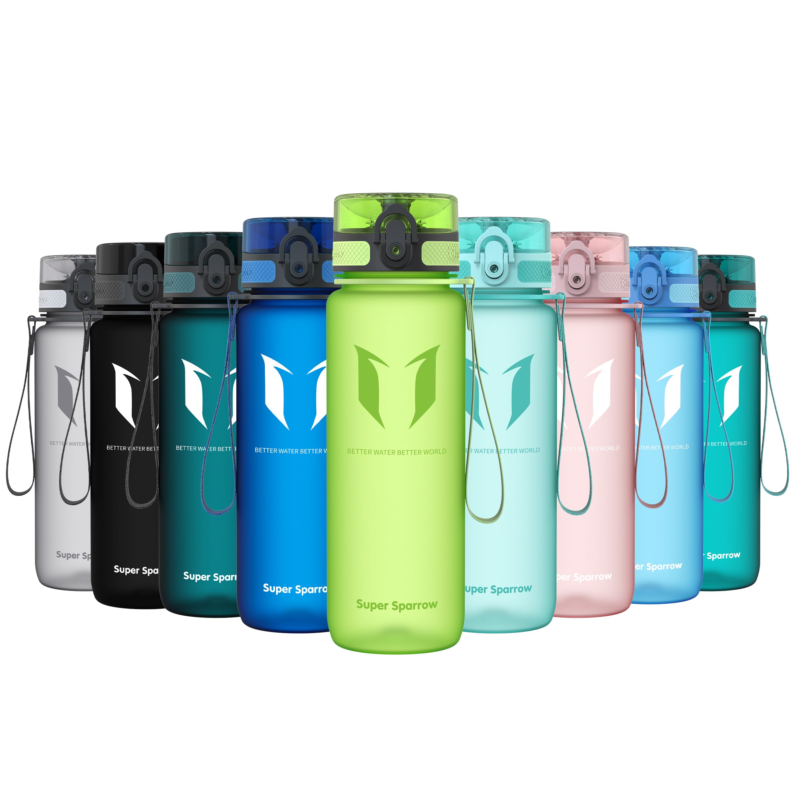 Super Sparrow Sports Water Bottle - 750ml - Non-Toxic BPA Free & Eco-Friendly Tritan Co-Polyester Plastic - For Running, Gym, Yoga, Outdoors and Camping