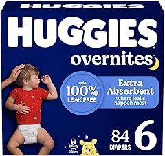 Huggies Size 6 Overnites Baby Diapers: Overnight Diapers, Size 6 (35+ lbs), 84 Ct (2 Packs of 42), Packaging May Vary