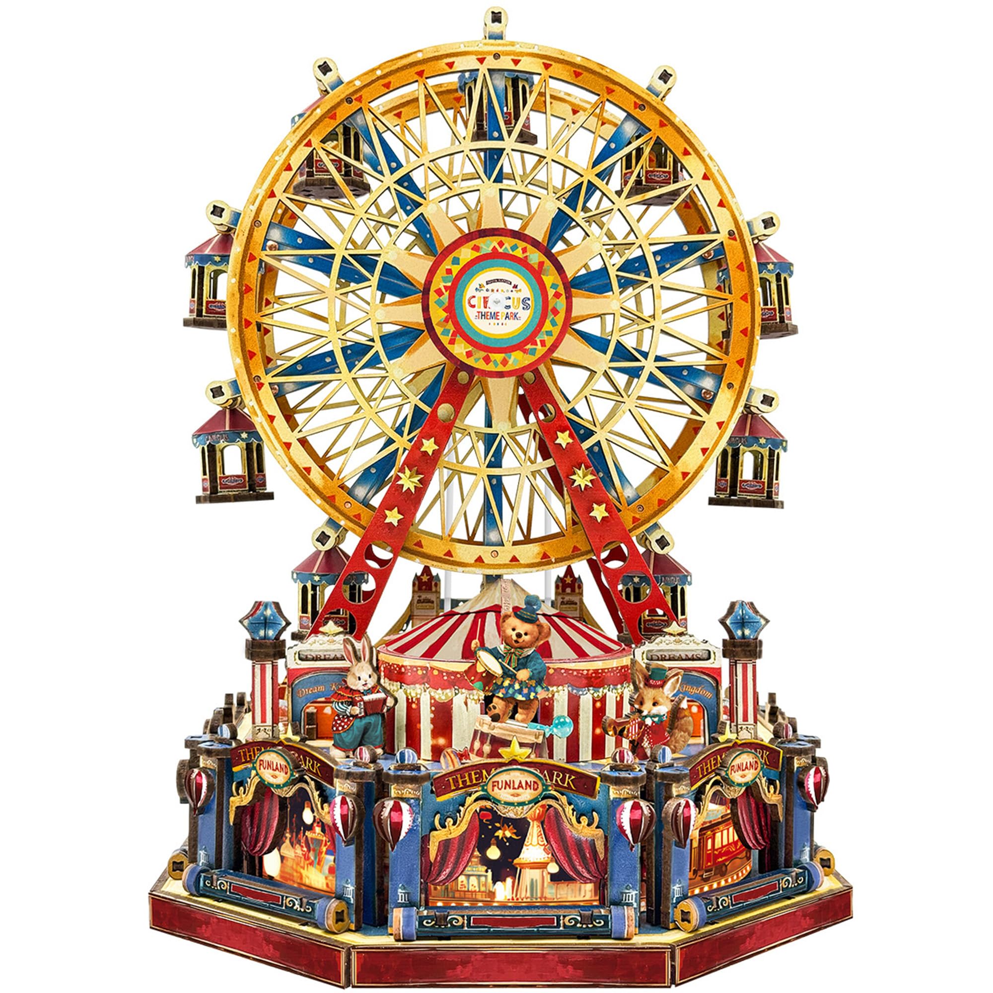 DIY Miniature House Kit, Book Nook Mini House Bookshelf Decor 3D Wooden Puzzle for Adults, Birthday Gift for Family, Friends - Century Ferris Wheel