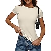 kakola Short Sleeve Shirts for Women Crew Neck T Shirts Fitted Casual Basic Tees Summer Round Neck Causal Fashion Tops 2026