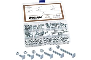 Wokape 45 Set Square Head Bolt Assortment Kit, M6*10/12/16/25/35mm Carbon Steel Zinc Plated Grade 4.8 Fully Thread Square Mac