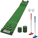 PutterBall Original Golf Putting Game Set &ndash; Backyard 12 ft Putting Green Pong Style Golf Mat with 2 Putters, 2 Balls &amp; Hole Covers