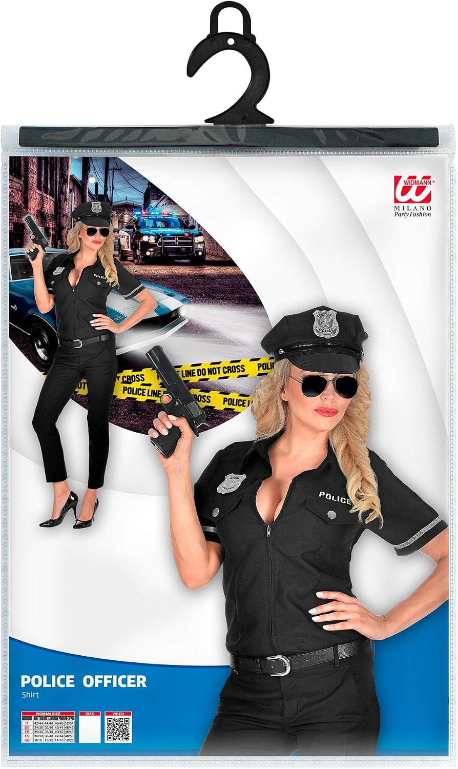 Widmann - Costume Blouse Police Officer Carnival Theme Party, Black, S-M - Image 3