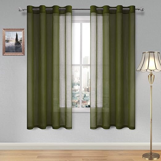 Amazon Com Dwcn Olive Green Sheer Curtains For Living Room