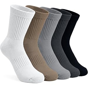Women Cotton Athletic Crew Socks- Full Terry Cushioned Sole Calf socks | 5 Pairs,Size 6-10,Arch Support,Reinforced Toe & Diam