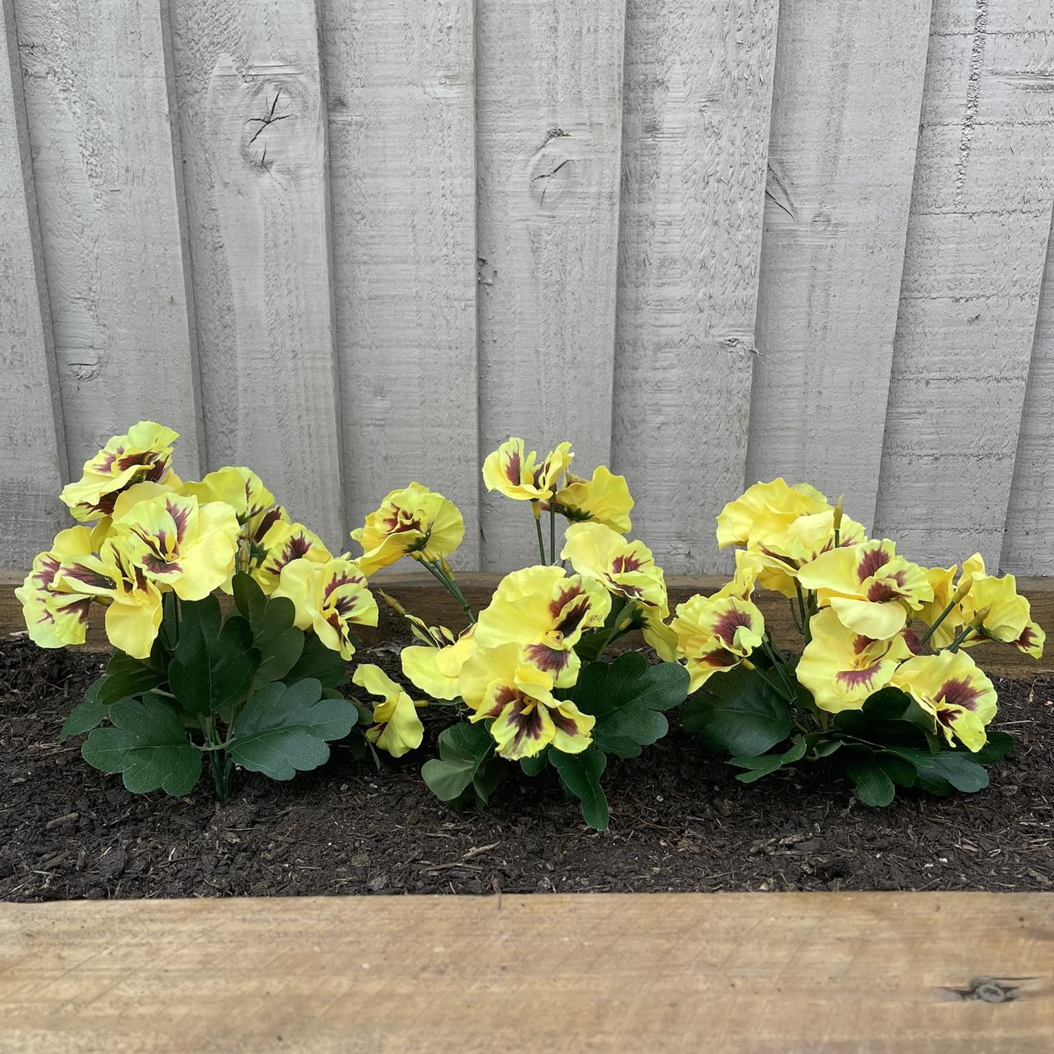 Garden 365 Artificial ​Pansy Flowers - Fake Plants for Outdoor ​or​ Indoor Use - Faux Flower Decorations ​with Fade Resistant Colour - POTS NOT INCLUDED (Yellow)