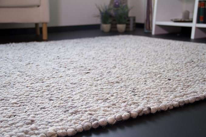 Handweb Teppich Lindau - Jutekern mit gewalkter Schurwolle in Grau, Größe: 70x140 cm