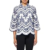 Anne Klein Women's Button Frt Shirt W Scallop Hem