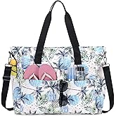 PIG PIG GIRL Beach Bags for Women, Large Waterproof Sandproof Swim Pool Bag with Dry Wet Seperated Pocket Utility Tote Bag