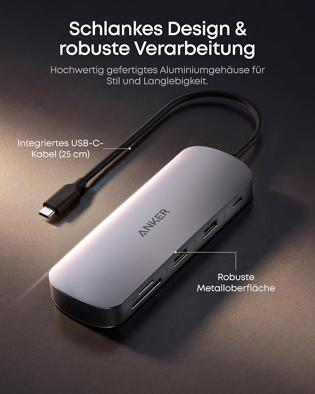 Nano 8-in-1 USB C Hub, Dual-Monitor Docking Station mit 4K@60Hz HDMI