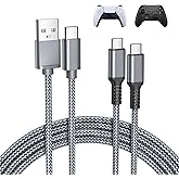 Basesailor Charger Cord for PS5/PS5 Pro Controller,Xbox Series X/S,USB A to Type C Charging Cable 6.6FT 2Pack Replacement for Elite Series 2 Controller,Nintendo Switch 2/OLED,PlayStation 5 DualSense
