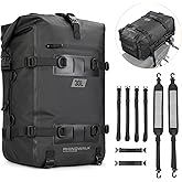Rhinowalk Motorcycle Tail Bag, Travel Luggage Bags, Waterproof Rear Carrier, Motorcycle Rear Seat Bag Backpack, Rear Rack Trunk - Black 30L