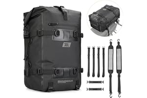 Rhinowalk Motorcycle Tail Bag, Travel Luggage Bags, Waterproof Rear Carrier, Motorcycle Rear Seat Bag Backpack, Rear Rack Trunk - Black 30L