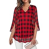 Tencole Womens 3/4 Ruffle Sleeve Sparkly Tops Sequin V Neck Blouses Dressy Casual Fall Shirts