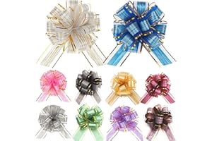 20 Pack Large 6 inches Pull Bows Gift Wrap Bows and Ribbon, 10 Colors Pull Flower Ribbon Bows, Pull Bow Ribbon for Gift Wrapping,Wedding Baskets Christmas Decor Party Birthday (Mixed Color) by GUIFIER