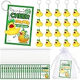 Seenelling Cheer Gifts Bulk Duck Keychain You've Been Cheer Ducked Tags Bow Organza Bags for Valentines Cheerleader Team Gift
