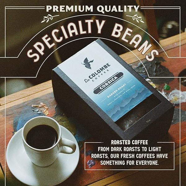 LA COLOMBE CORSICA DARK ROAST WHOLE BEAN COFFEE – 12 OUNCE, 1 PACK – NOTES OF BAKER’S CHOCOLATE, RED WINE & SPICES – FULL-BODIED, CHOCOLATEY, ROASTY COFFEE BEANS