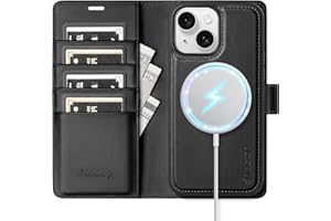 Shieldtop Compatible Magsafe Magnetic 2 in 1 Detachable iPhone 14 Wallet Case with Card Holder Credit Slots Men Women,PU Leather RFID Blocking Flip Kickstand for Apple 14 6.1",Black