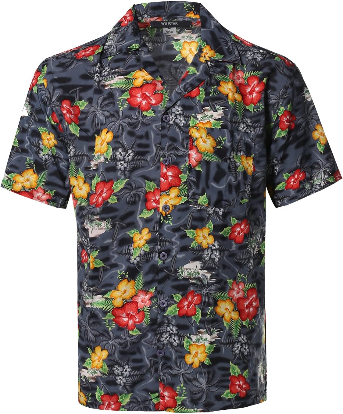 Youstar Men's Casual Hawaiian Print Button Down Short Sleeve Shirt
