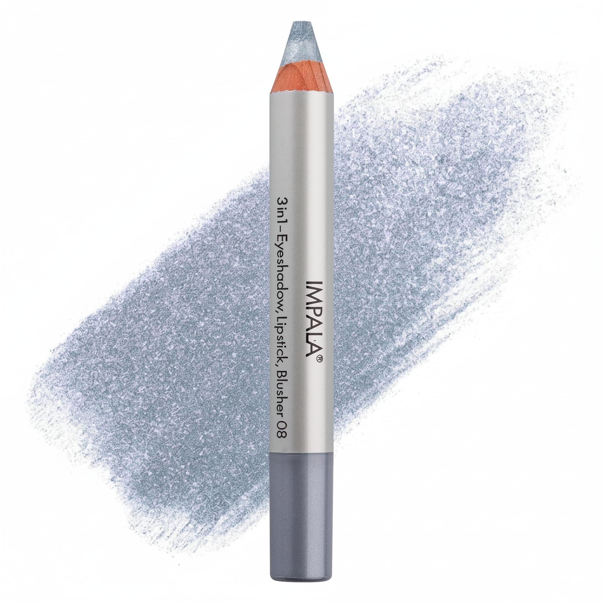 IMPALA | 3-in-1 Jumbo Pencil, Color 08 Silver | Eyeshadow, Lipstick, and Blush | Perfect Blending | Soft and Long-Lasting Texture | Intense Colors | Easy to Apply