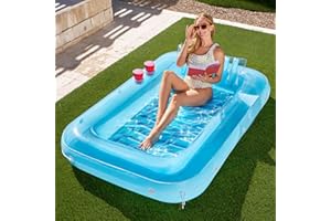 Sloosh Inflatable Tanning Pool Lounge Float, 70" x 46" Suntan Tub Raft Floatie, Tanning Pool with Pillow, Personal Pool Loung