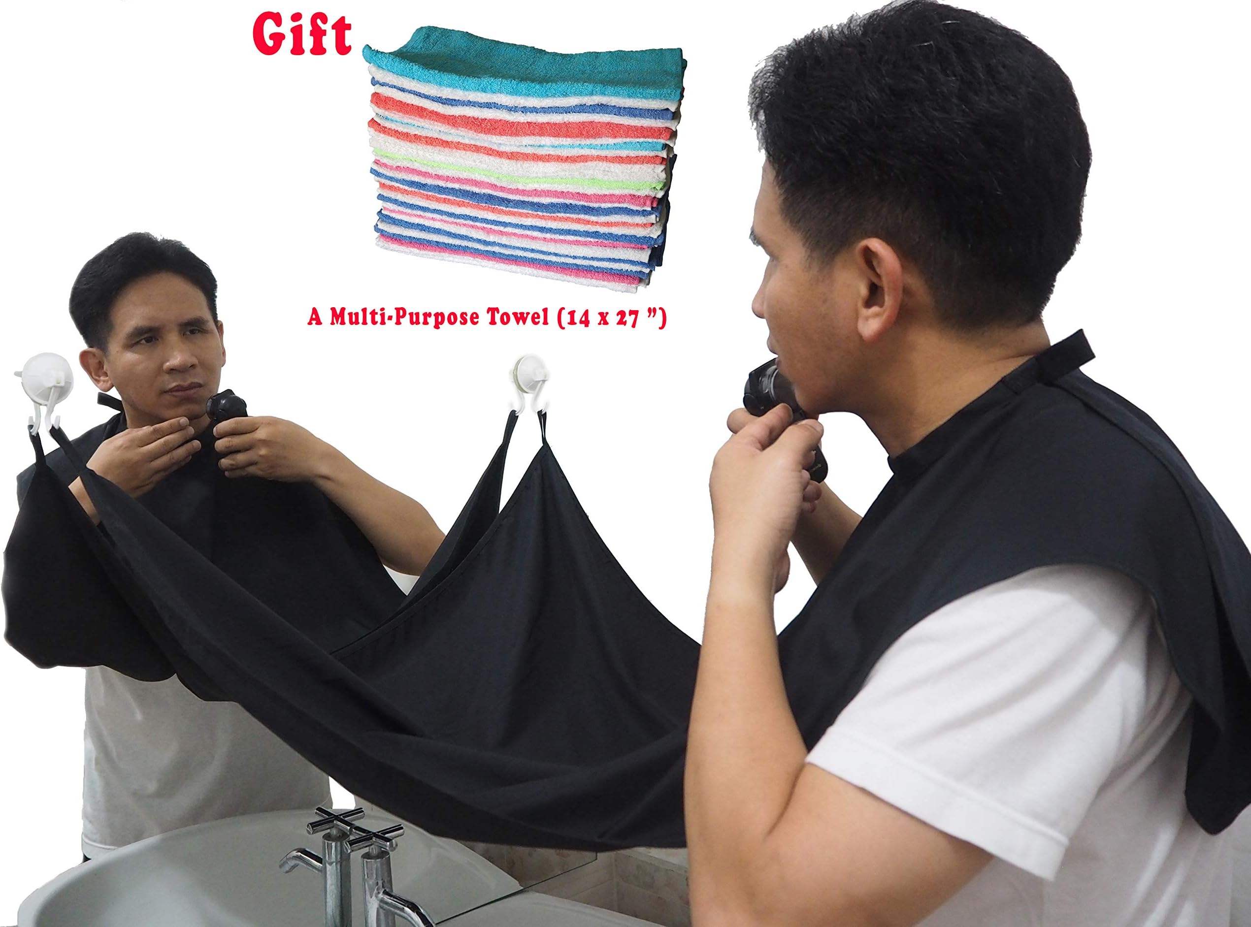 D LANNA : Beard Apron Hair Clippings Catcher - Trimming Grooming Shave Care - Keep Sink Clean- New Black