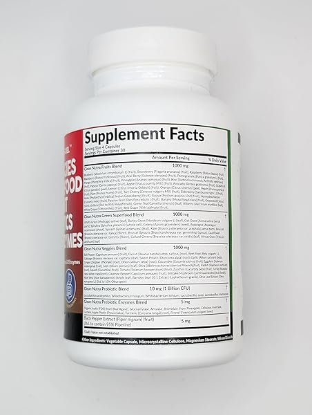 CLEAN NUTRACEUTICALS FRUITS AND VEGGIES SUPPLEMENT REDS & GREEN SUPERFOOD – BALANCE OF OVER 70 FRUIT & VEGETABLE SUPPLEMENTS CAPSULES WITH PROBIOTICS PREBIOTICS DIGESTIVE ENZYMES – 120 CT USA