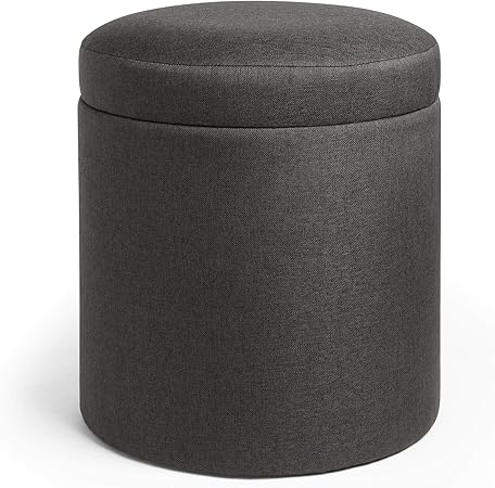 Vonhaus Stool With Storage Round Box Ottoman Footstool Pouffe For Living Room Or Bedroom Chair In Canvas Fabric Charcoal Grey Amazon Co Uk Kitchen Home