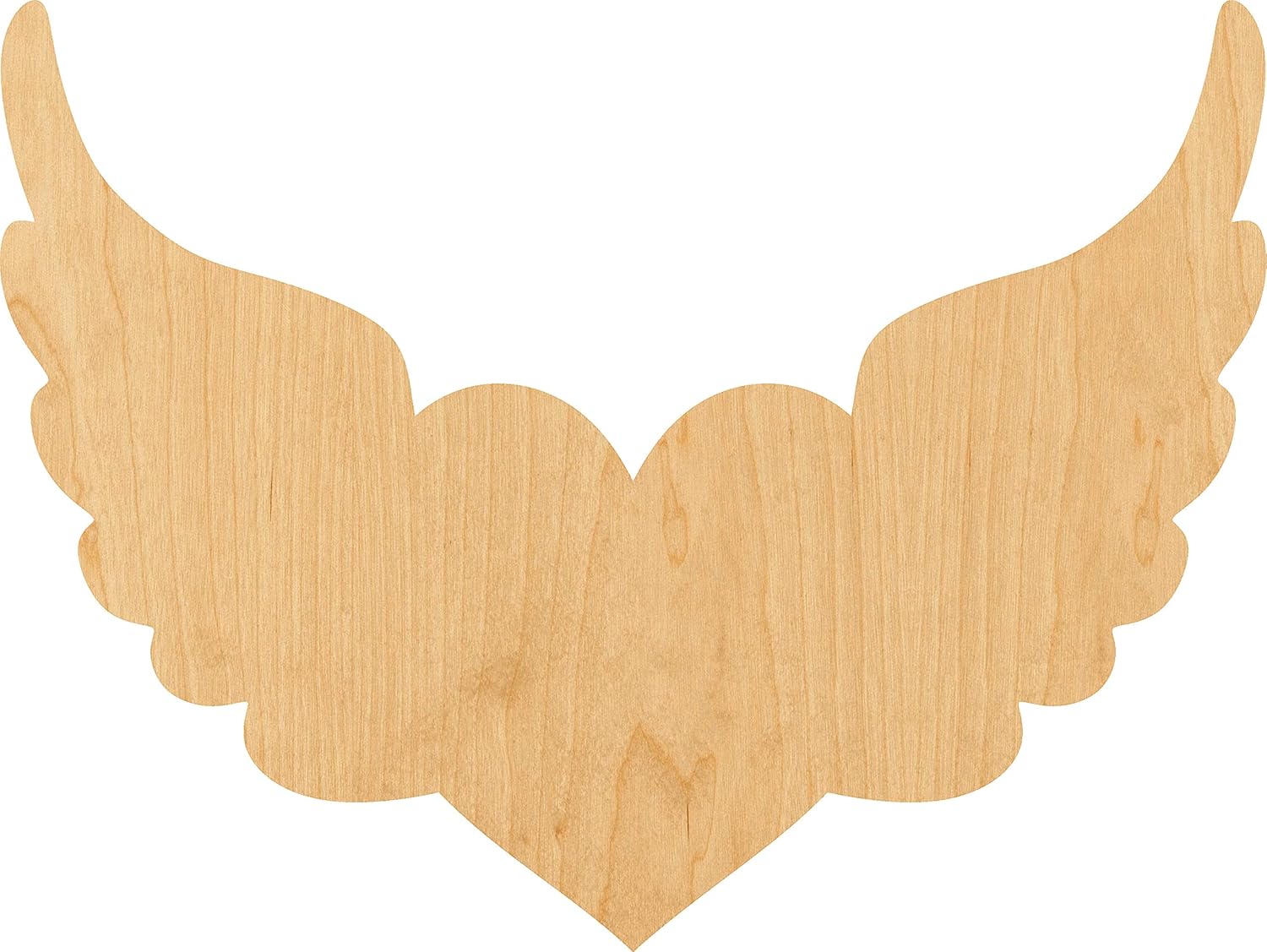Mixed Media - Heart With Wings 2 Laser Cut Out Wood Shape Craft Supply - 4 Inch