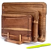 Wood Cutting Board for Kitchen, Wooden Cutting Board Set of 3 with Juice Groove, Double-Sided Chopping Board Serving Board fo