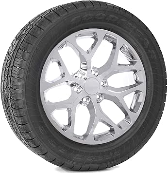 Chrome Snowflake Replica Rim With 275 55r Tires Wheels Includes Tpms Sensors And 24 Polished Stainless Lug Nuts For 01 18 Chevy Silverado Tahoe Suburban Gmc Sierra Yukon Denali Set Amazon Ca Automotive
