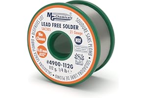 "MG Chemicals SAC305, 96.3% Tin, 0.7% Copper, 3% Silver, No Clean Lead Free Solder, 0.032"" Diameter, 1/4 lbs Spool" (4900-11
