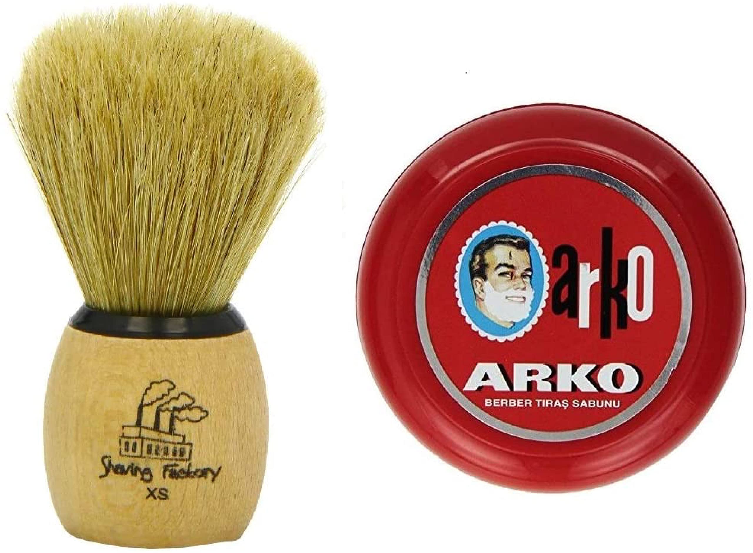Arko/Omega Shaving Soap 90g in Traditional Bowl Case + The Shave Factory Shaving Brush, the shave factory