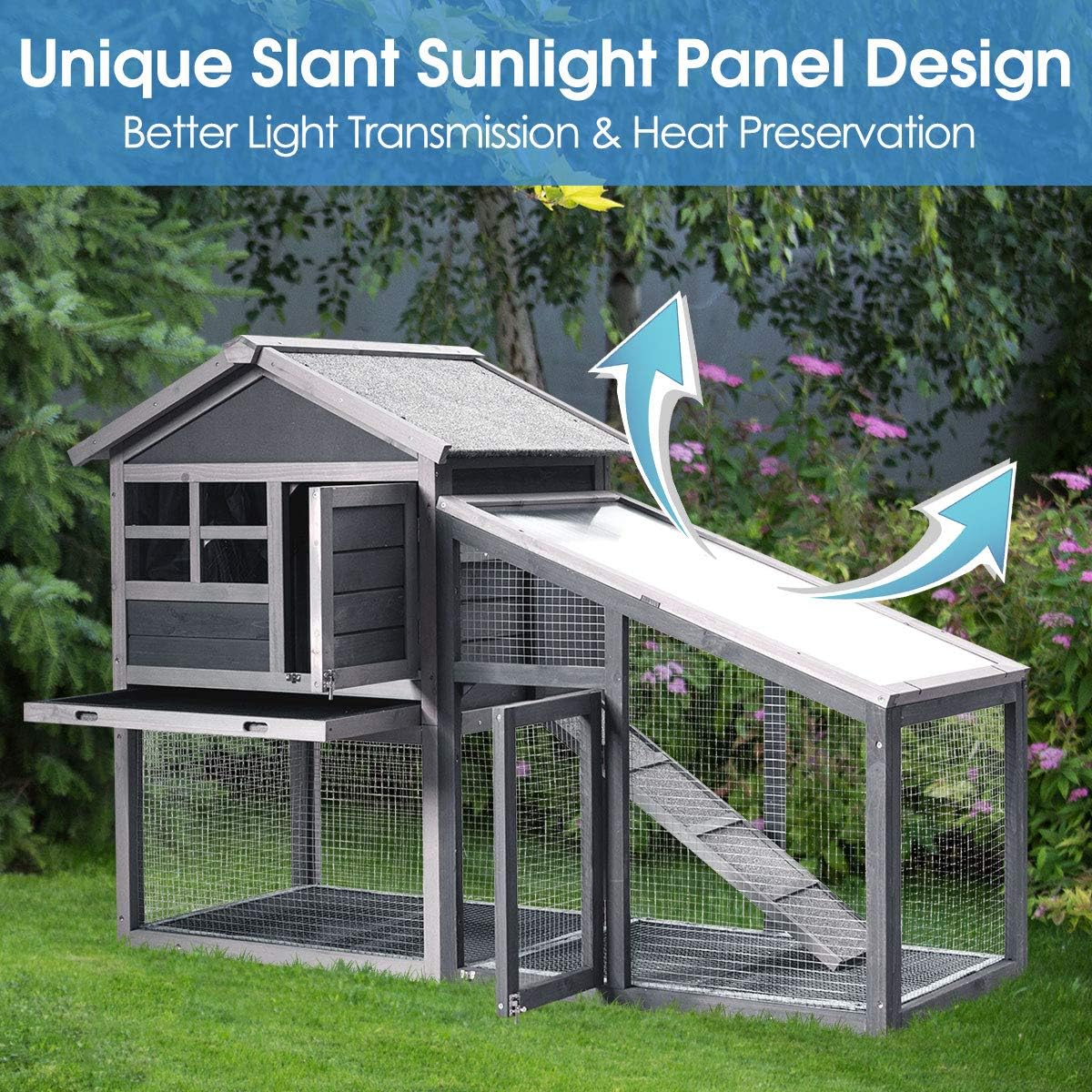 Outdoor Indoor Backyard Bunny Rabbit Shelter House Sunlight Panel