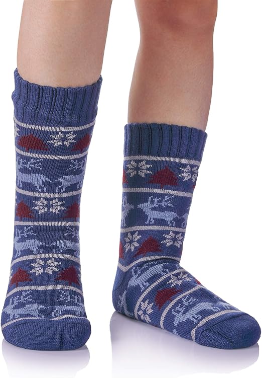 RONGBLUE Mens Christmas Fuzzy Slipper Socks Soft Warm Thick Fleece