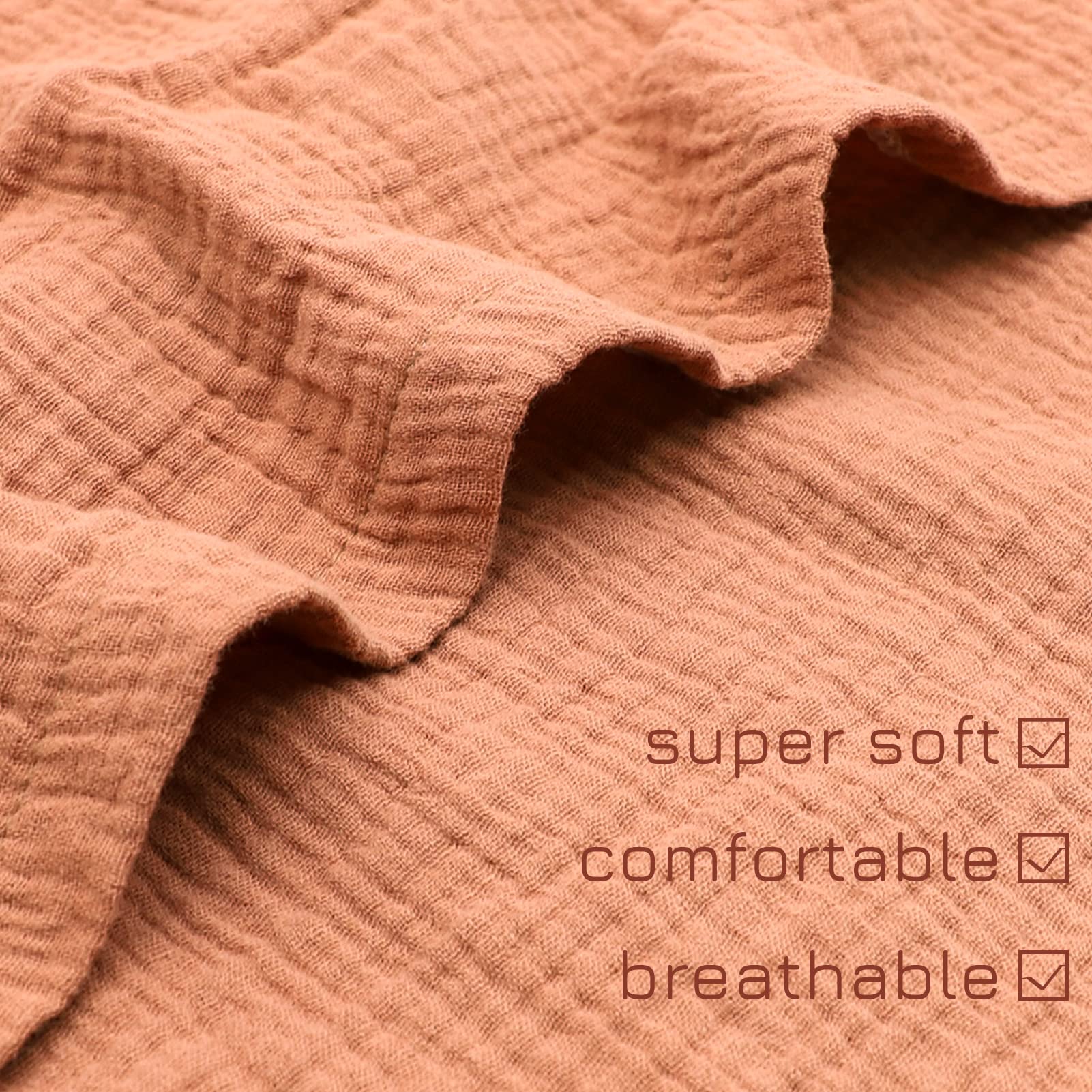 Muslin Baby Lounger Cover, Baby Padded Lounger Cover, Infant Floor Seat Cover, Organic Cotton Removable Slipcover Fits Newborn Lounger for Boys and Girls, Brown and Ginger