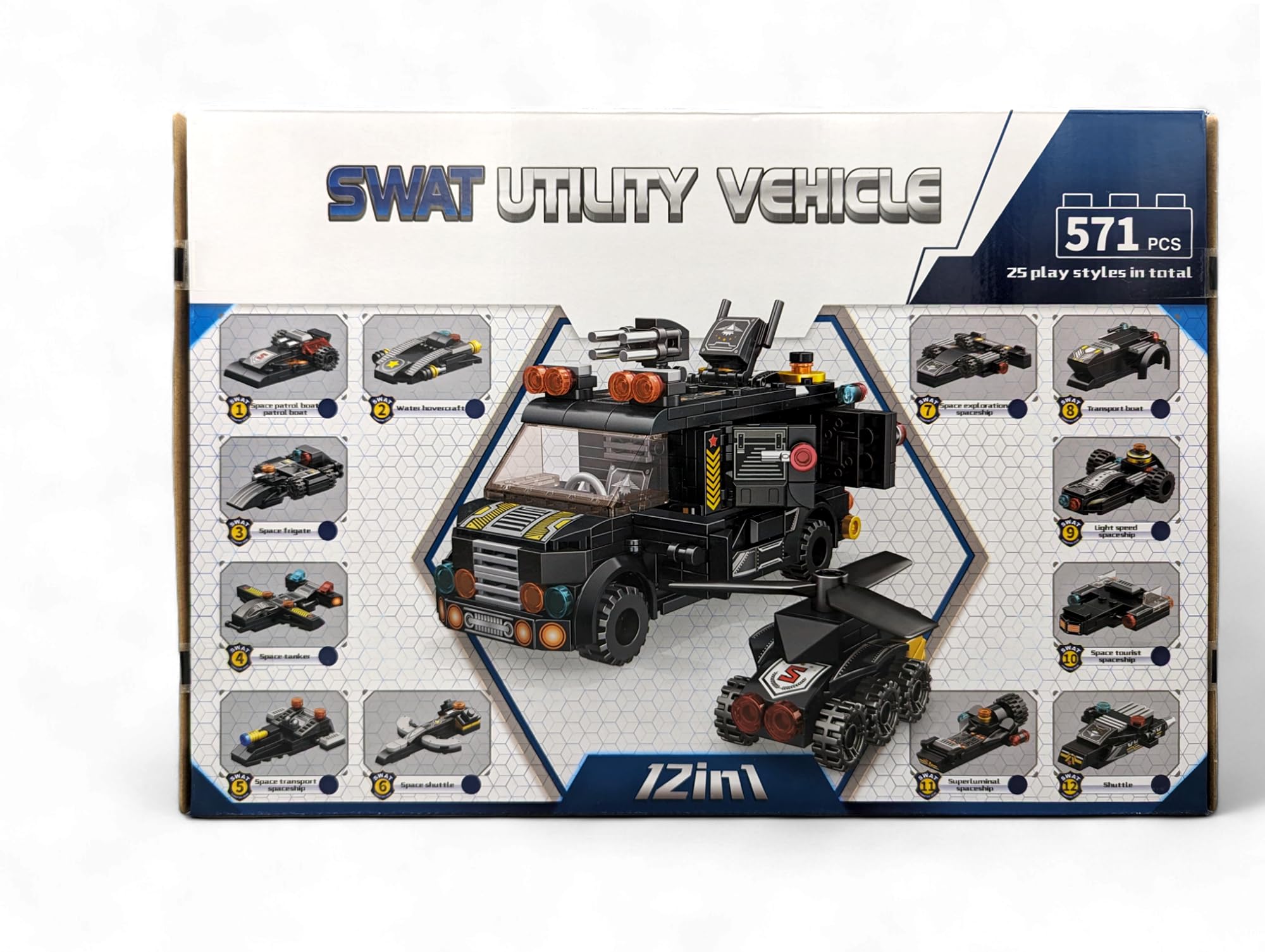 SWAT Police Utility Vehicle Set, 25 in 1 building bricks combo set, learn and play toy for 7+ Years old, Building Block Toy set, 571 pieces, Kids & Childrens Gift set