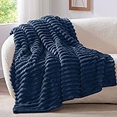 BEDELITE Fuzzy Throw Blanket for Couch - Navy Blue Fluffy Cozy Soft Plush Warm Fleece Blankets for Winter, Bedroom Valentine'