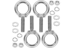 SRZTXU 4 Pack M10 Stainless Steel Eye Bolts with Nuts Washers, 1.37"（35mm） Thread Length - Eyebolts for DIY, Furniture, Swing, and Outdoor Use (4, M10 x 35mm)