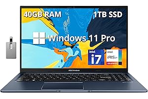 ASUS VivoBook 15.6" FHD Touchscreen Laptop, Intel i7-1255U, 40GB RAM, 1TB PCIe SSD, Intel Iris Xe Graphics, Backlit Keyboard,