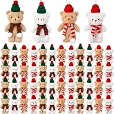 Hiboom 96 Pack Christmas Plush Bear 6 Inch Mini Stuffed Bear Party Favors | Small Christmas Stuffed with Santa Hat Scarf Tree, Hanging Plush Decorations for Holiday Stocking Stuffers Gifts Bag Fillers