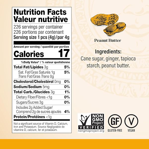 CHIMES PEANUT BUTTER GINGER CHEWS CANDY, 1-POUND BAG
