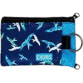 Chums Surfshorts Wallet - Patterns Collection, Lightweight Slim Wallet with RFID Blocking Card &amp; Clear ID Window - Zippered Minimalist Wallet w/Key Ring (Birds)