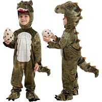 Kids Triceratops Dinosaur Costume - Plush Halloween Dress-Up Jumpsuit With Hood & Tail - View #7